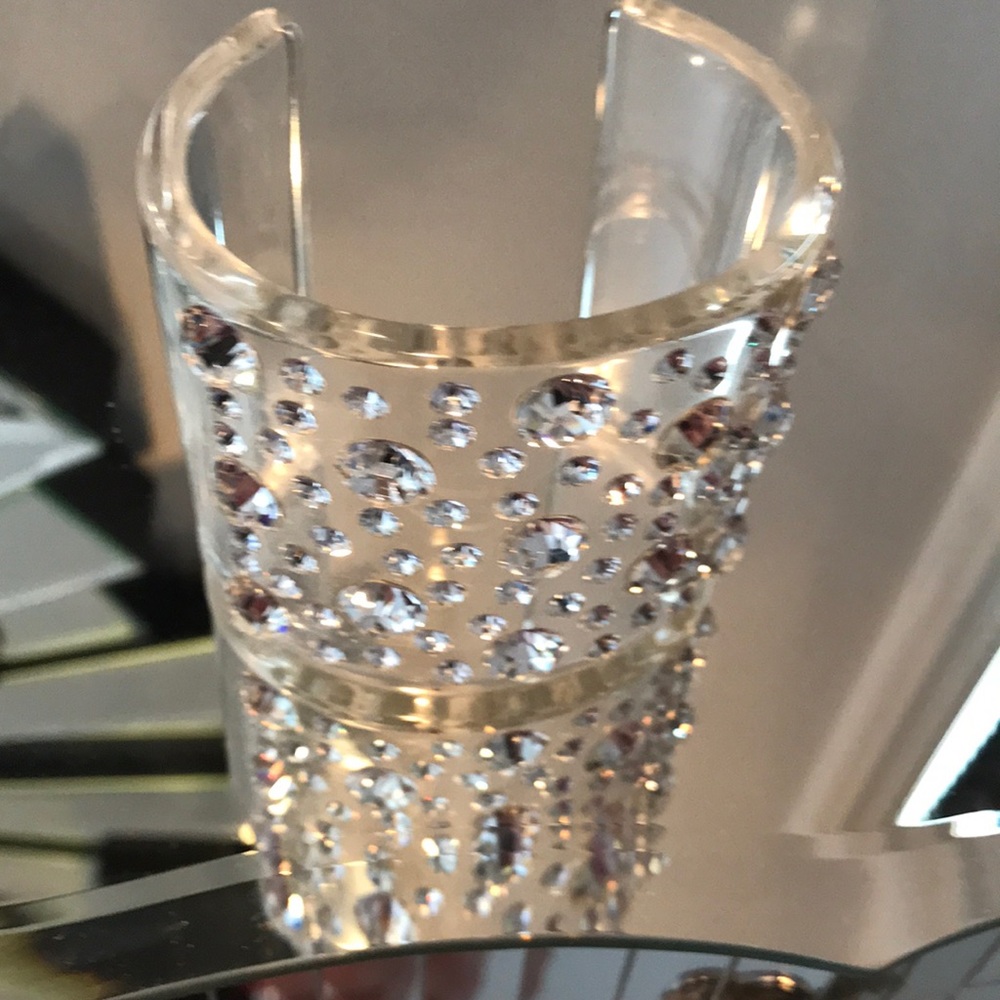 Lucite and rhinestone bracelet cuff